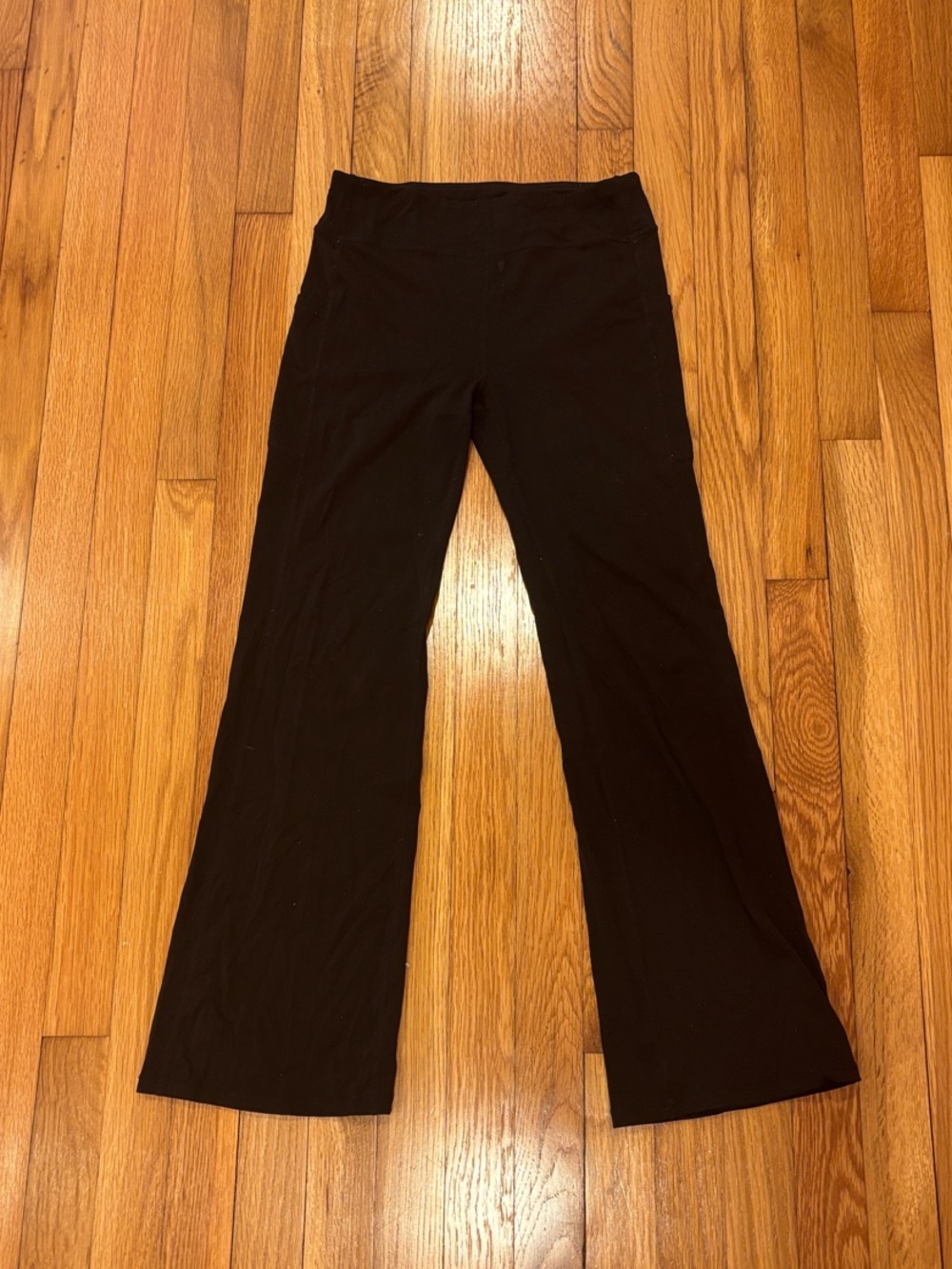 Kid's Black Flared Yoga Pants with Wide Waistband